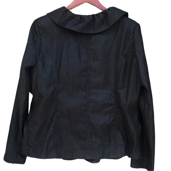 Bamboo Traders Vintage Black Jacket Blazer With Ruching & Ruffle Detail - Picture 3 of 6